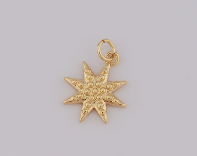 5 pcs Gold Polaris Pendant,18K Gold Filled Starburst Charms,North Star Charm for DIY Bracelet Necklace Jewelry Making Findings Supply