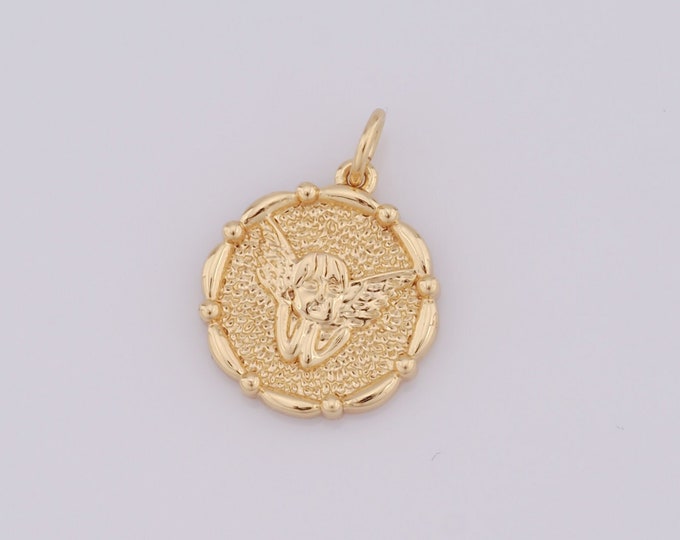 1 pcs Gold Angel Pendant,18K Gold Filled Angel Charm,Angel Charm DIY Bracelet Necklace Jewelry Making Findings Supply