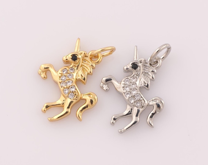 1 pcs Gold CZ Pegasus Pendant,18K Gold Filled Pegasus Charm,Pegasus Charm DIY Bracelet Necklace Jewelry Making Findings Supply