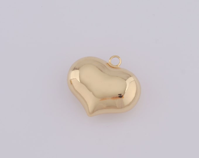1 pcs Gold Puffed Heart Pendant,18K Gold Filled Heart Charm,Puffed Heart Charm DIY Bracelet Necklace Jewelry Making Findings Supply