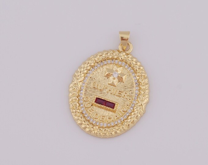 1 pcs Gold CZ Oval Pendant,18K Gold Filled Oval Charm,Oval Charm DIY Bracelet Necklace Jewelry Making Findings Supply