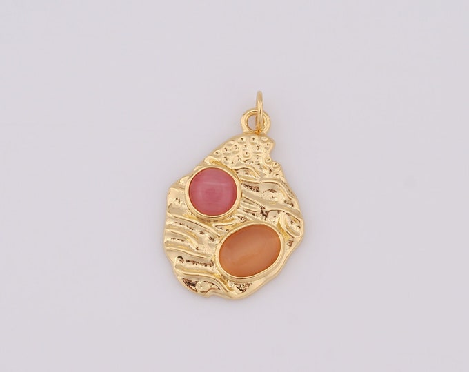 1 pcs Gold Irregular Pendant,18K Gold Filled CZ Irregular Charm,Irregular Charm DIY Bracelet Necklace Jewelry Making Findings Supply