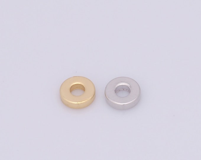 10 pcs 18K Gold Filled Round Spacer Beads,Perforated Beads,Flat Beads,Round Flat Beads for DIY Jewelry Making Findings Supply