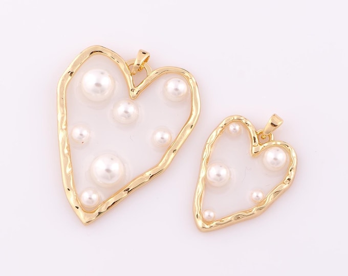1 pcs Gold Heart Pendant,18K Gold Filled Heart Charm,Heart Charm DIY Bracelet Necklace Jewelry Making Findings Supply