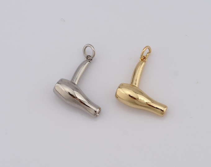 1 pcs Gold Hairdryer Pendant,18K Gold Filled Hairdryer Charm,Hairdryer Charm DIY Bracelet Necklace Jewelry Making Findings Supply
