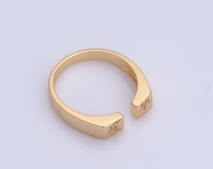 1 Pcs Dainty Gold Star Rings,18K Gold Filled CZ Open Rings,Moon Rings,Gift for Her
