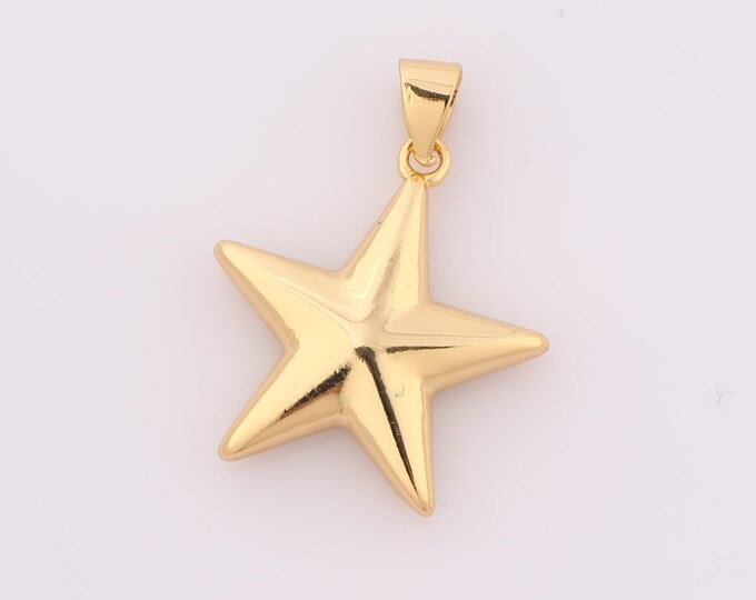 1 pcs Gold Star Pendant,18K Gold Filled Star Charm,Star Charm DIY Bracelet Necklace Jewelry Making Findings Supply