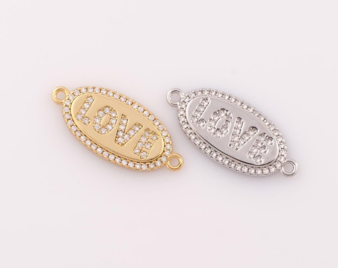 1 pcs Gold LOVE Connector,18K Gold Filled Letter Connector,Letter Connector DIY Bracelet Necklace Jewelry Making Findings Supply