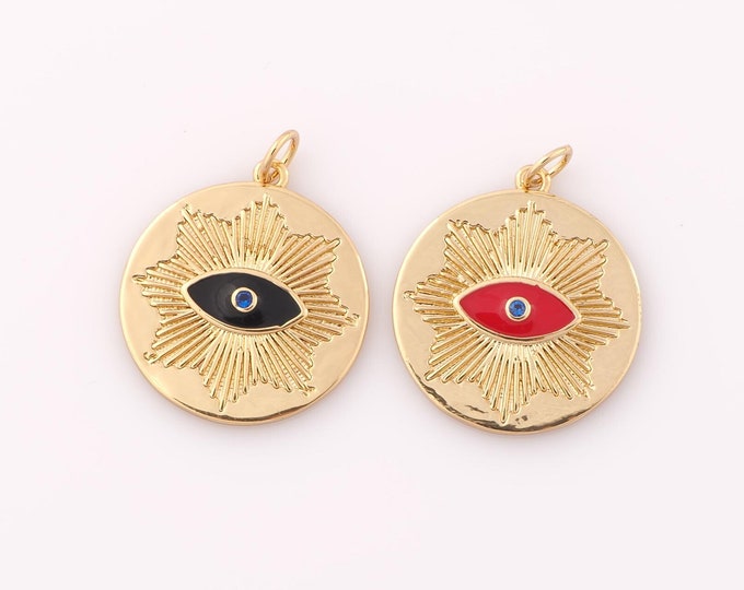 1 pcs Gold Enamel Evil Eye Pendant,18K Gold Filled Devil Eye Charm,Eye Charm DIY Bracelet Necklace Jewelry Making Findings Supply