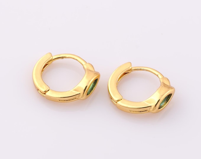 1 pair Gold CZ Hoop Earrings,18K Gold Filled Huggie Hoop Earrings,Hoop Earrings,Hypoallergenic Huggie Hoop,Gift for Her