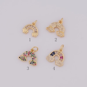 1 pcs Gold Rainbow Pendant,18K Gold Filled CZ Rainbow Charm,Rainbow Charm DIY Bracelet Necklace Jewelry Making Findings Supply