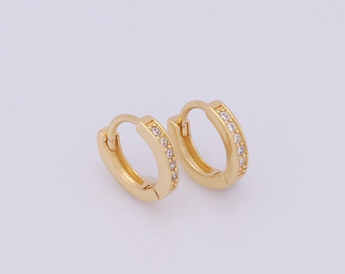 1 pair Gold Hoop Earrings,18K Gold Filled CZ Huggie Hoop Earrings,Hoop Earrings,Hypoallergenic Huggie Hoop,Gift for Her