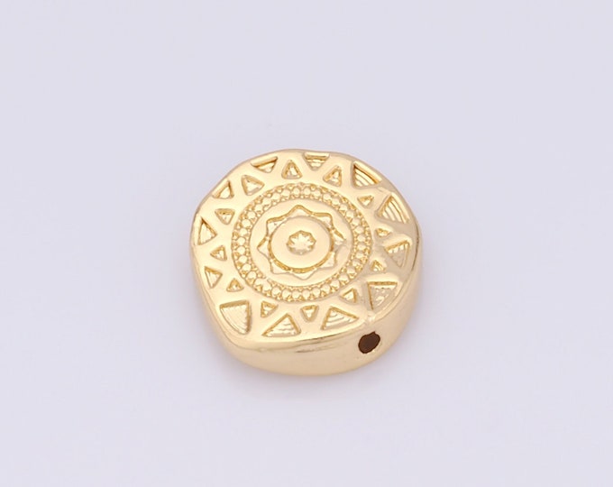 5 pcs 18K Gold Filled Round Flat Bead,Flat Beads,Flower Bead for DIY Jewelry Making Findings Supply