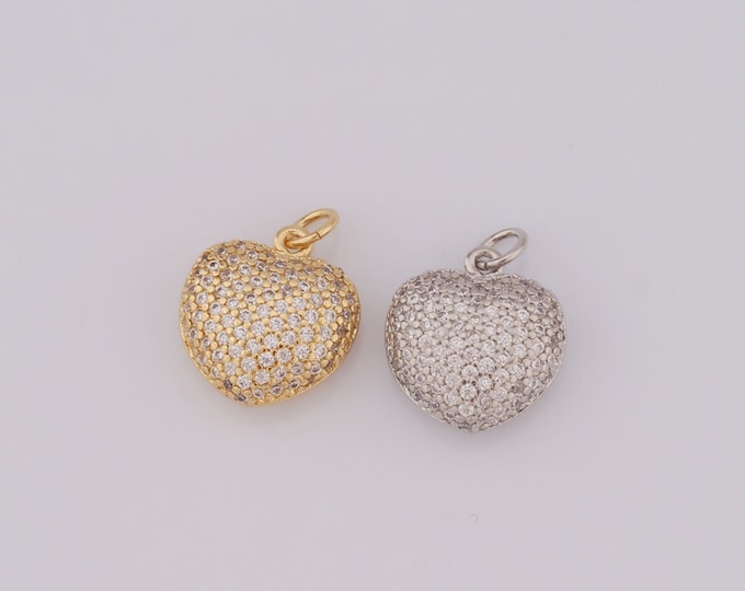 1 pcs Gold Heart Pendant,18K Gold Filled Heart Charm,Apple Charm DIY Bracelet Necklace Jewelry Making Findings Supply
