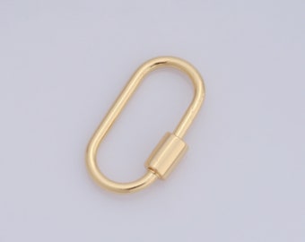 1 pcs Gold Oval Screw Clasp,18K Gold Filled Carabiner Clasp,Screw Clasp for DIY Bracelet Necklace Jewelry Making Findings Supply