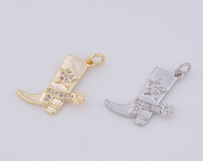 1 pcs Gold Shoe Pendant,18K Gold Filled Denim Shoes Charm,Shoe Charm DIY Bracelet Necklace Jewelry Making Findings Supply