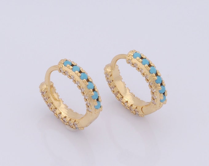 1 pair Gold Hoop Earrings,18K Gold Filled CZ Huggie Hoop Earrings,Hoop Earrings,Hypoallergenic Huggie Hoop,Gift for Her