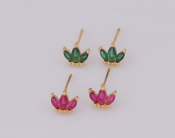 1 pair Gold Crown Stud Earrings,18K Gold Filled CZ Crown Stud Earrings,Crown Stud Earrings,Hypoallergenic Stud Earrings,Gift for Her