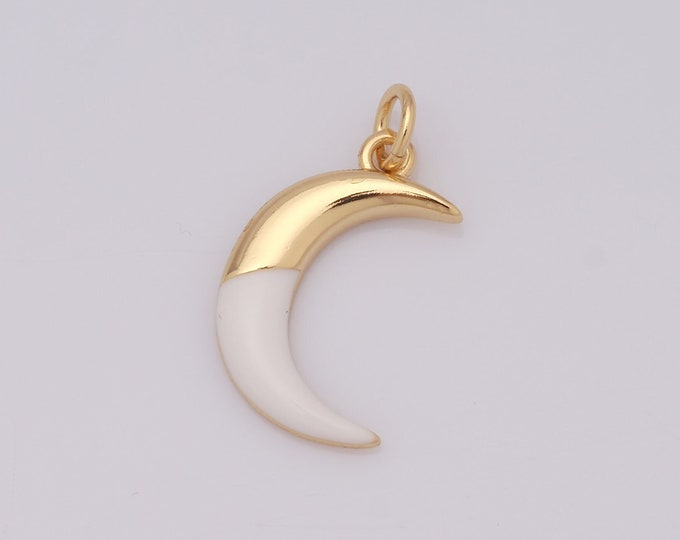 1 pcs Gold Moon Pendant,18K Gold Filled Enamel Crescent Moon Charm,Moon Charm DIY Bracelet Necklace Jewelry Making Findings Supply