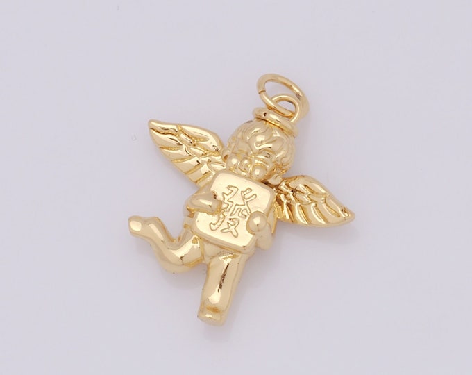 1 pcs Gold Cupid Pendant,18K Gold Filled Angel Charm,Cupid Charms DIY Bracelet Necklace Jewelry Making Findings Supply