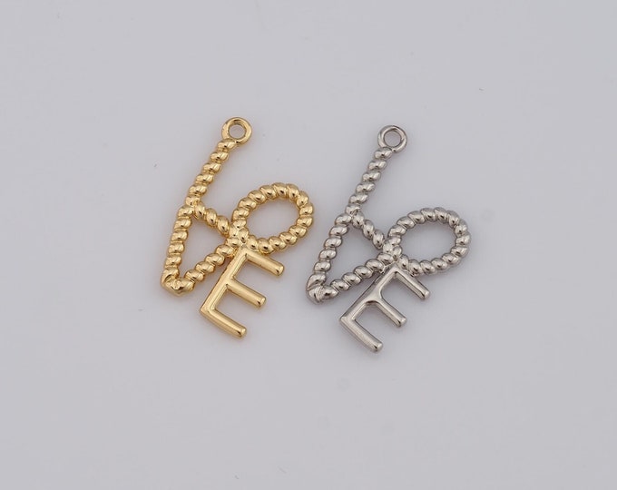 1 pcs Gold LOVE Pendant,18K Gold Filled Letter Charm,Letter Charm DIY Bracelet Necklace Jewelry Making Findings Supply