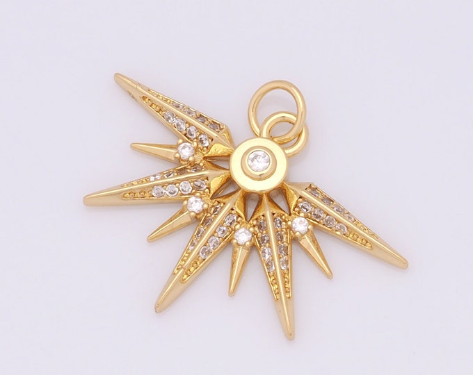 1 pcs Gold Sun Pendant,18K Gold Filled Celestial Charm,Sunburst Charm DIY Bracelet Necklace Jewelry Making Findings Supply
