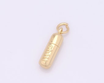 1 pcs Gold Capsule Pendant,18K Gold Filled Capsule Charm,Capsule Charms DIY Bracelet Necklace Jewelry Making Findings Supply