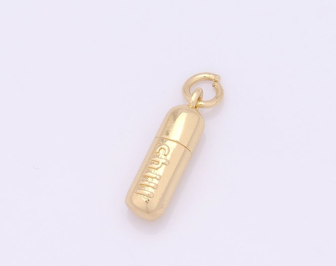 1 pcs Gold Capsule Pendant,18K Gold Filled Capsule Charm,Capsule Charms DIY Bracelet Necklace Jewelry Making Findings Supply