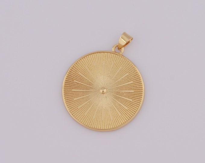 1 pcs Gold Round Pendant,18K Gold Filled Round Charm,Round Charm DIY Bracelet Necklace Jewelry Making Findings Supply