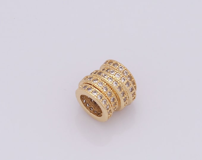 1 pcs 18K Gold Filled Barrel Spacer Beads,Tube Beads,Cylindrical Beads for DIY Jewelry Making Findings Supply
