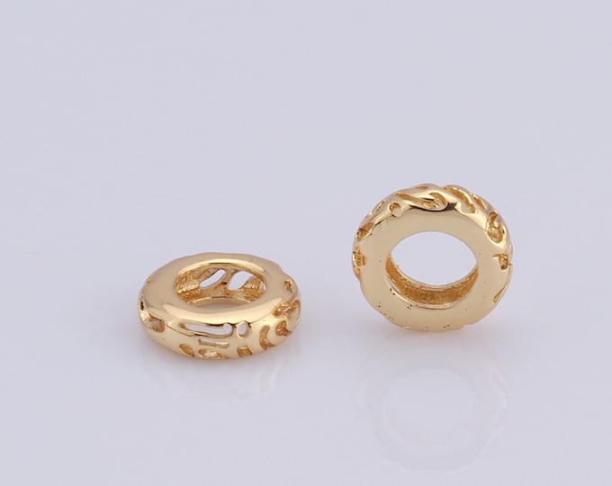5 pcs 18K Gold Filled Round Bead,Flat Beads,Round Flat Bead for DIY Jewelry Making Findings Supply