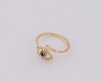 1 Pcs Dainty Gold CZ Evil Eye Rings,18K Gold Filled Thin Gold Rings,Eye Rings,Gift for Her