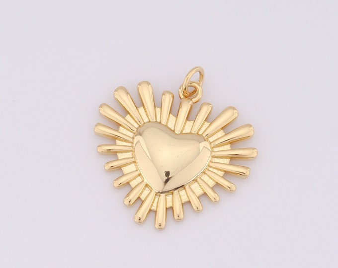 1 pcs Gold Heart Pendant,18K Gold Filled Heart Charm,Heart Charm DIY Bracelet Necklace Jewelry Making Findings Supply