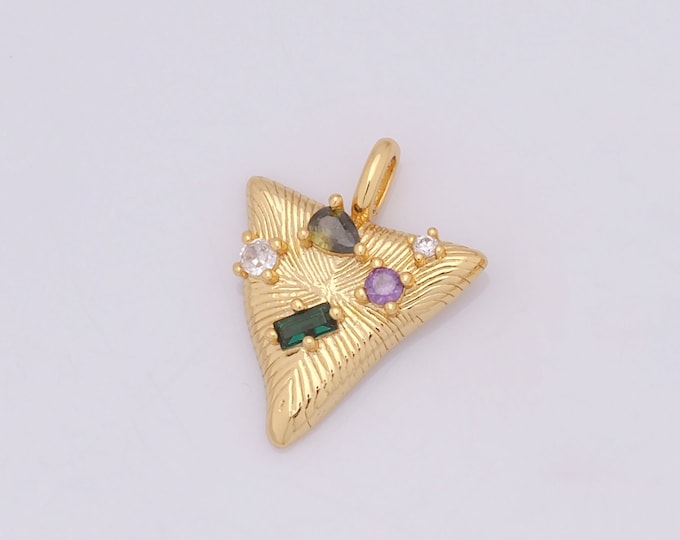 1 pcs Gold Triangle Pendant,18K Gold Filled Triangle Charm,Triangle Charm DIY Bracelet Necklace Jewelry Making Findings Supply