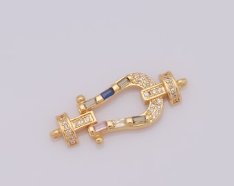 1 pcs Gold Horseshoe Connector,18K Gold Filled CZ U Connector,Horseshoe Connector DIY Bracelet Necklace Jewelry Making Findings Supply