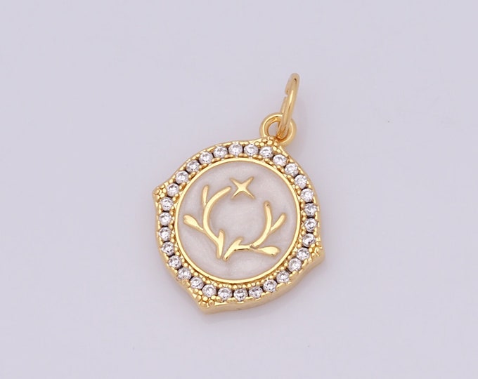 1 pcs Gold Antler Pendant,18K Gold Filled Fritillary Antler Charm,Antler Charm DIY Bracelet Necklace Jewelry Making Findings Supply