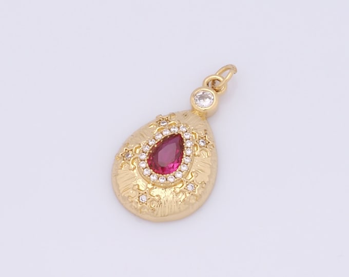 1 pcs Gold Water Drop Pendant,18K Gold Filled CZ Star Charm,Water Drop Charms DIY Bracelet Necklace Jewelry Making Findings Supply