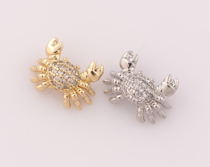 1 pcs 18K Gold Filled Crab Spacer Beads,Crab Beads,Crab Beads for DIY Jewelry Making Findings Supply