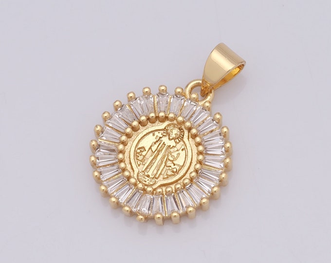 1 pcs Gold Jesus Pendant,18K Gold Filled CZ Religion Charm,Christian Charm DIY Bracelet Necklace Jewelry Making Findings Supply