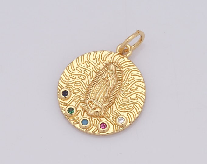 1 pcs Gold Virgin Mary Pendant,18K Gold Filled CZ Religion Charm,Catholic Charm DIY Bracelet Necklace Jewelry Making Findings Supply