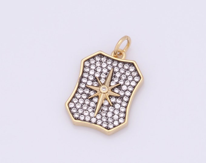 1 pcs Gold Polaris Pendant,18K Gold Filled CZ North Star Charm,Star Charms DIY Bracelet Necklace Jewelry Making Findings Supply