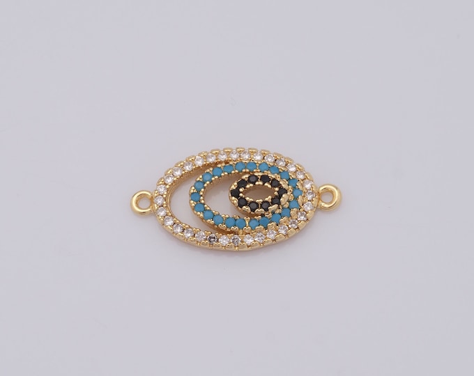 1 pcs Gold Oval Connector,18K Gold Filled CZ Oval Connector,Oval Connector DIY Bracelet Necklace Jewelry Making Findings Supply