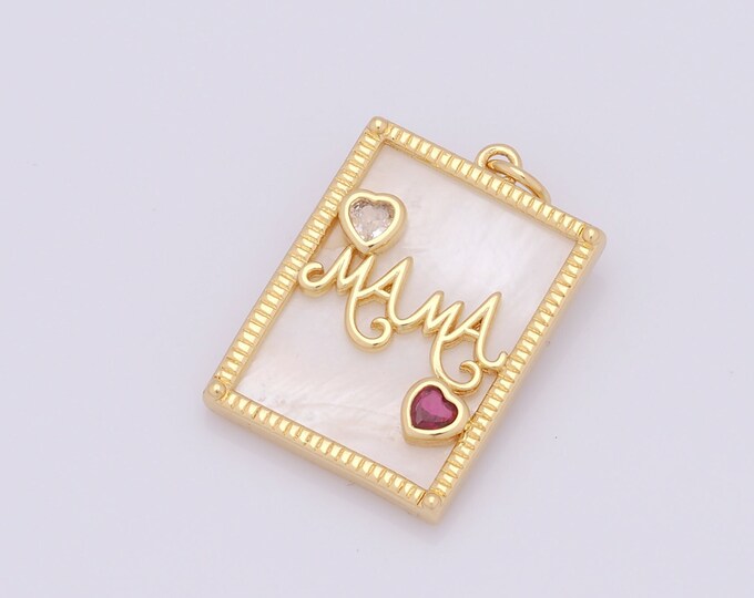 1 pcs Gold Fritillary Photo Frame Pendant,18K Gold Filled CZ MAMA Charm,Heart Charms DIY Bracelet Necklace Jewelry Making Findings Supply
