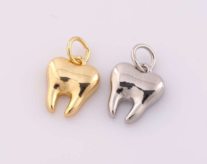 1 pcs Gold Tooth Pendant,18K Gold Filled Tooth Charm,Tooth Charm DIY Bracelet Necklace Jewelry Making Findings Supply
