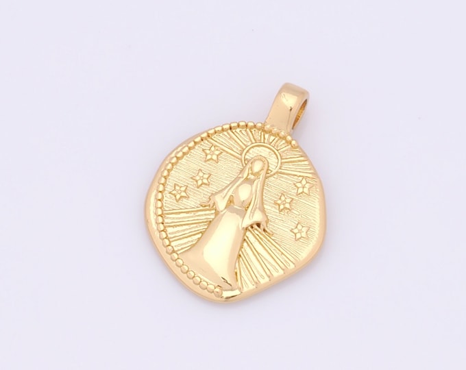 1 pcs Gold Virgin Mary Pendant,18K Gold Filled CZ Catholic Charm,Religion Charms DIY Bracelet Necklace Jewelry Making Findings Supply