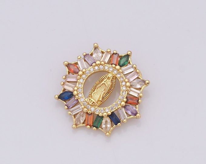 1 pcs Gold Religion Pendant,18K Gold Filled CZ Catholic Charm,Virgin Mary Charm DIY Bracelet Necklace Jewelry Making Findings Supply