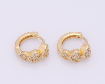 1 pair Gold Hoop Earrings,18K Gold Filled Heart Earrings,Hoop Earrings,Hypoallergenic Huggie Hoop,Gift for Her
