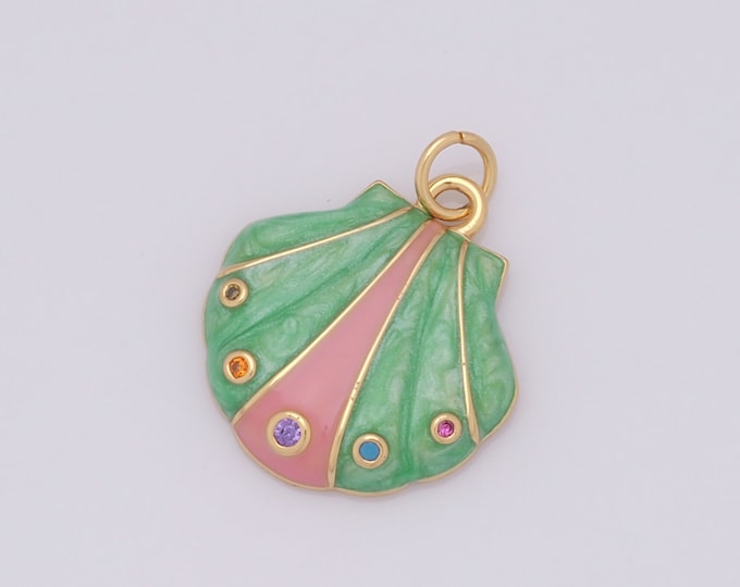 1 pcs Gold Shell Pendant,18K Gold Filled Shell Charm,Shell Charm DIY Bracelet Necklace Jewelry Making Findings Supply
