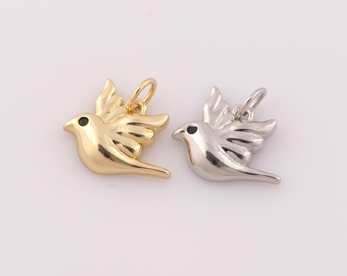 1 pcs Gold Bird Pendant,18K Gold Filled Bird Charm,Bird Charm DIY Bracelet Necklace Jewelry Making Findings Supply