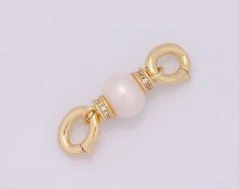 1 pcs Gold Clasp Connector,18K Gold Filled Pearl Clasp,Pearl Clasp for DIY Bracelet Necklace Jewelry Making Findings Supply